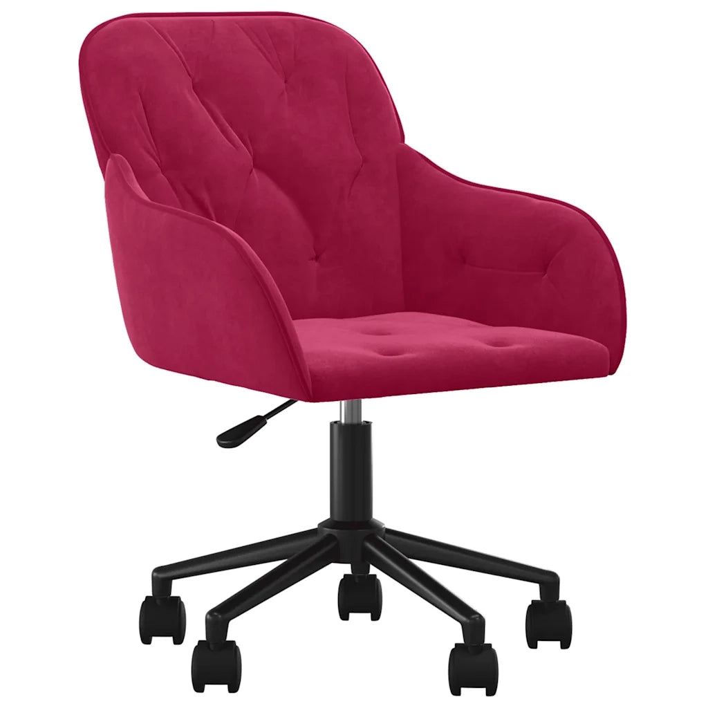 Sedia Girevole da Ufficio Rosso Vino in Velluto 344872
