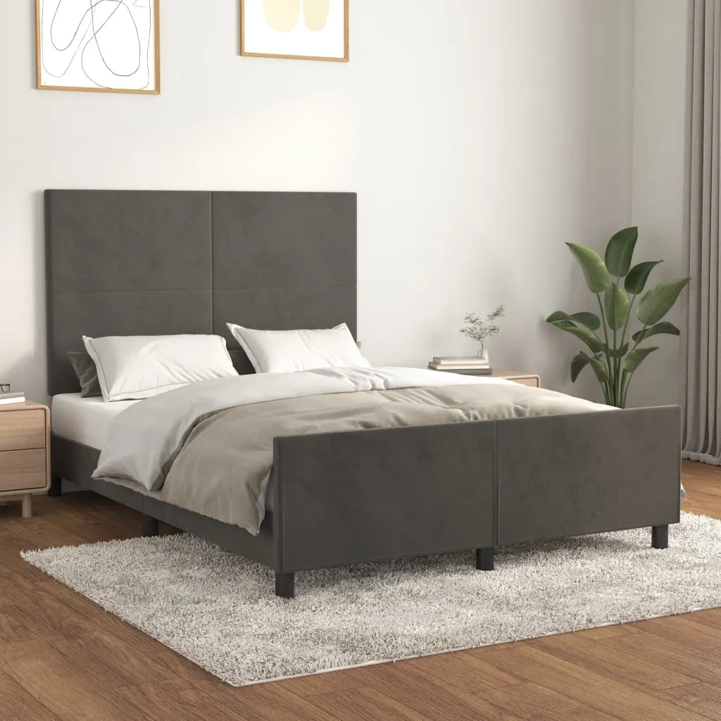 Letto matrimoniale | Letto per adulti | Giroletto senza Materasso Grigio Scuro 140x200 cm Velluto