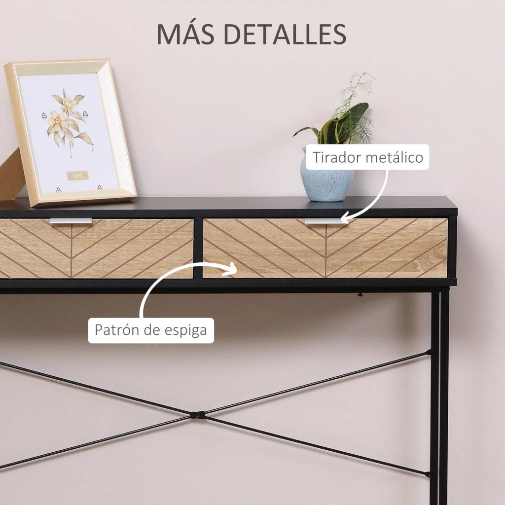 Tavolino con 2 cassetti ¨C Minimal ¨C nero e rovere