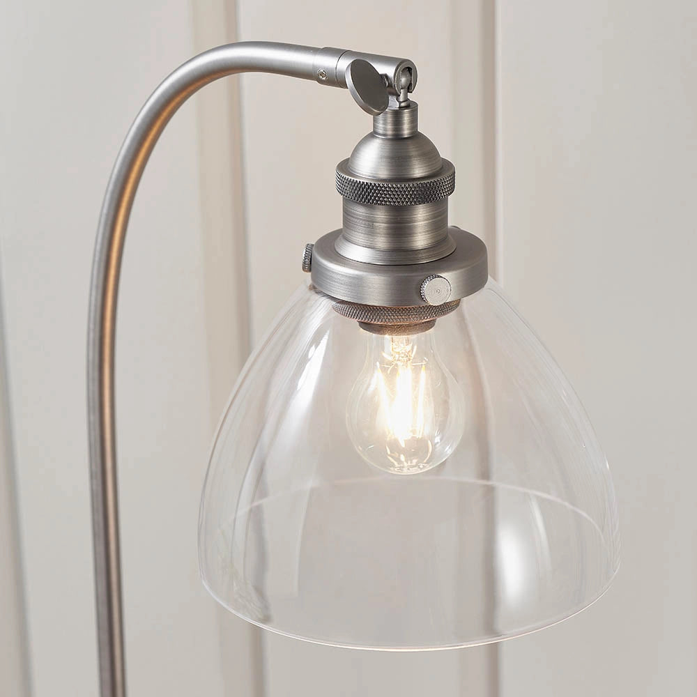 Lampada da scrivania industriale regolabile argento vetro E14