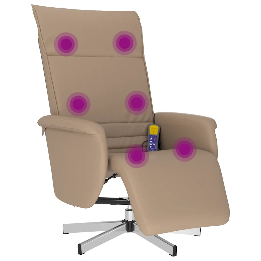 Poltrona Reclinabile Massaggi Poggiapiedi Cappuccino Similpelle 356652