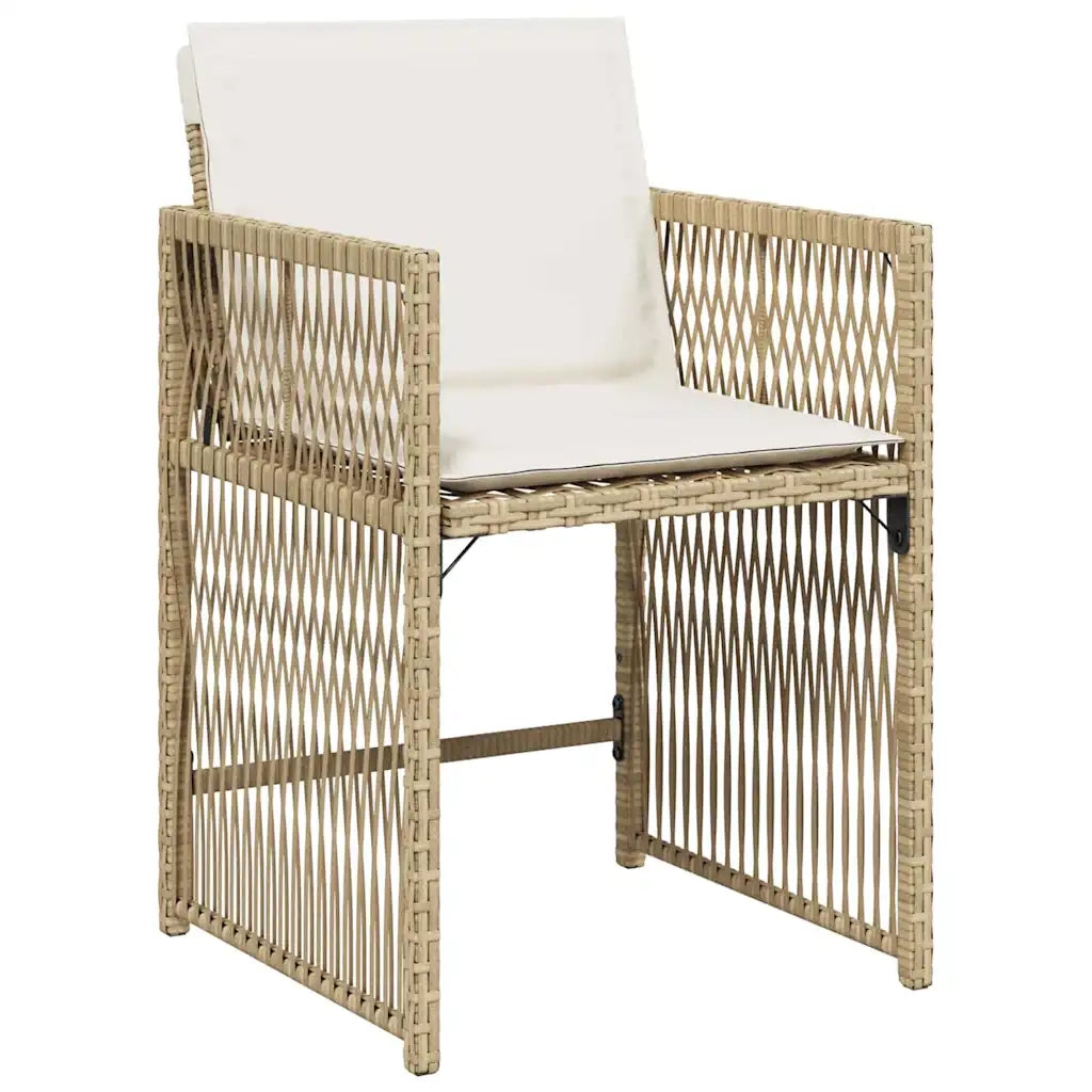 Set da Pranzo per Giardino 5 pcs Beige polyrattan