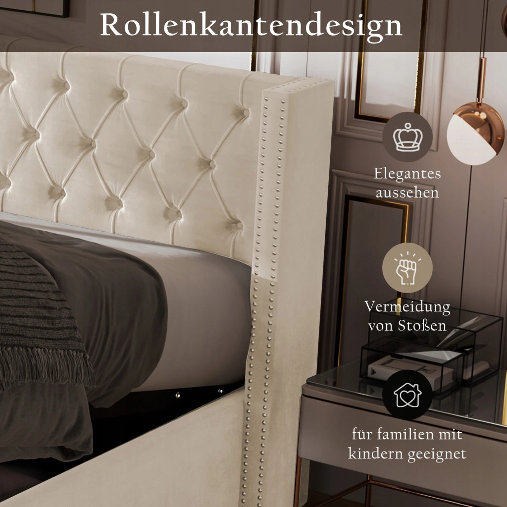 Letto imbottito 140x200 beige - Xylo