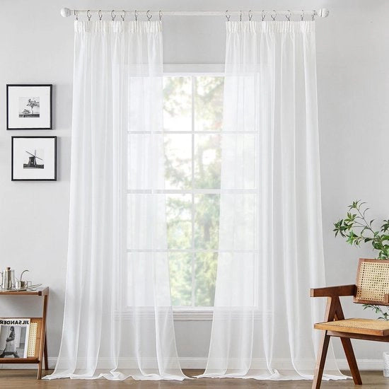 Veli con lacci trasparenti - 2 pezzi bianchi - 140 x 200 cm