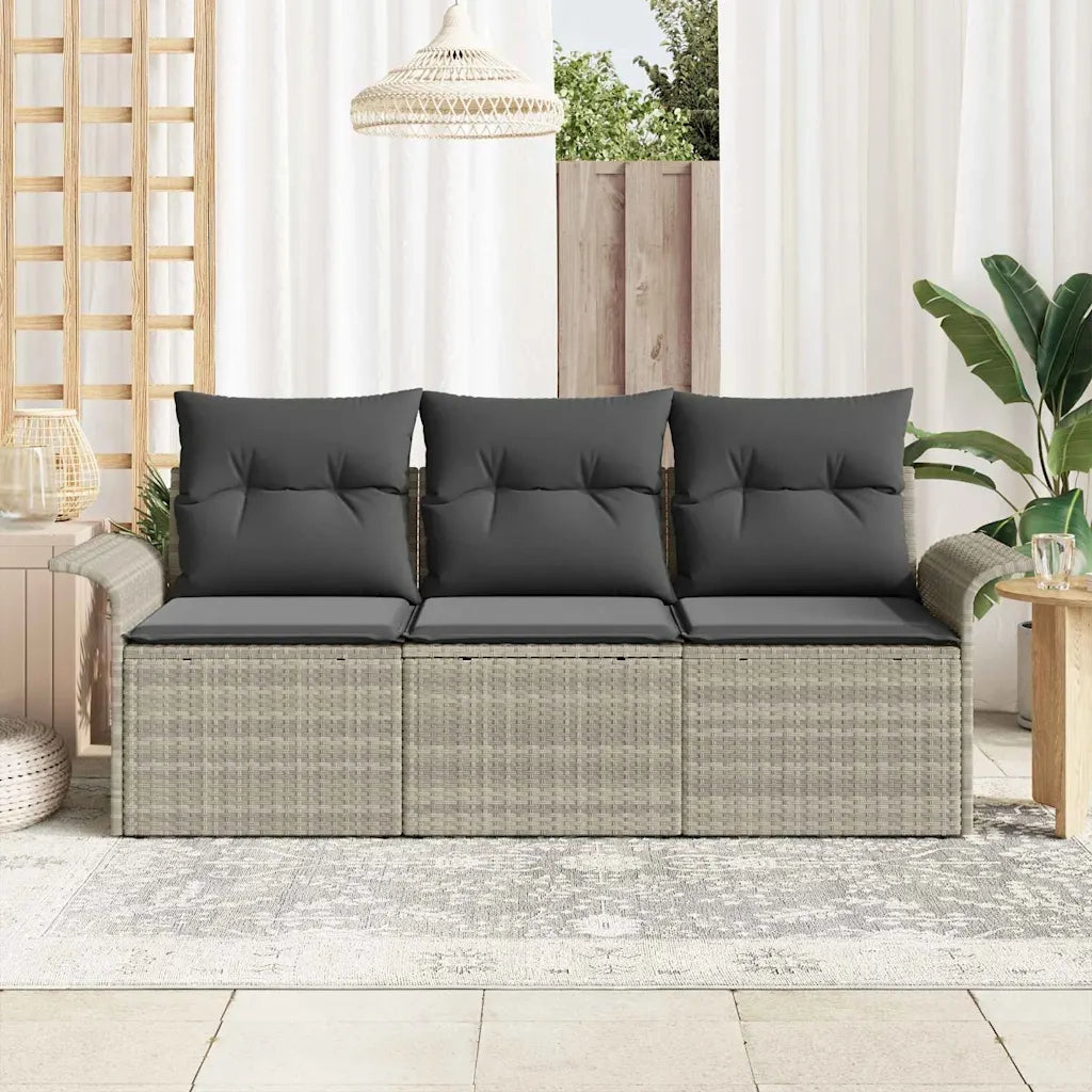 Set di divani con cuscino 3 pcs Grigio polyrattan