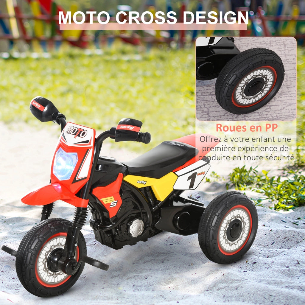Triciclo Moto Cross Bambini con Musica Luci e Cassetto ¨C Zephmum ¨C Rosso