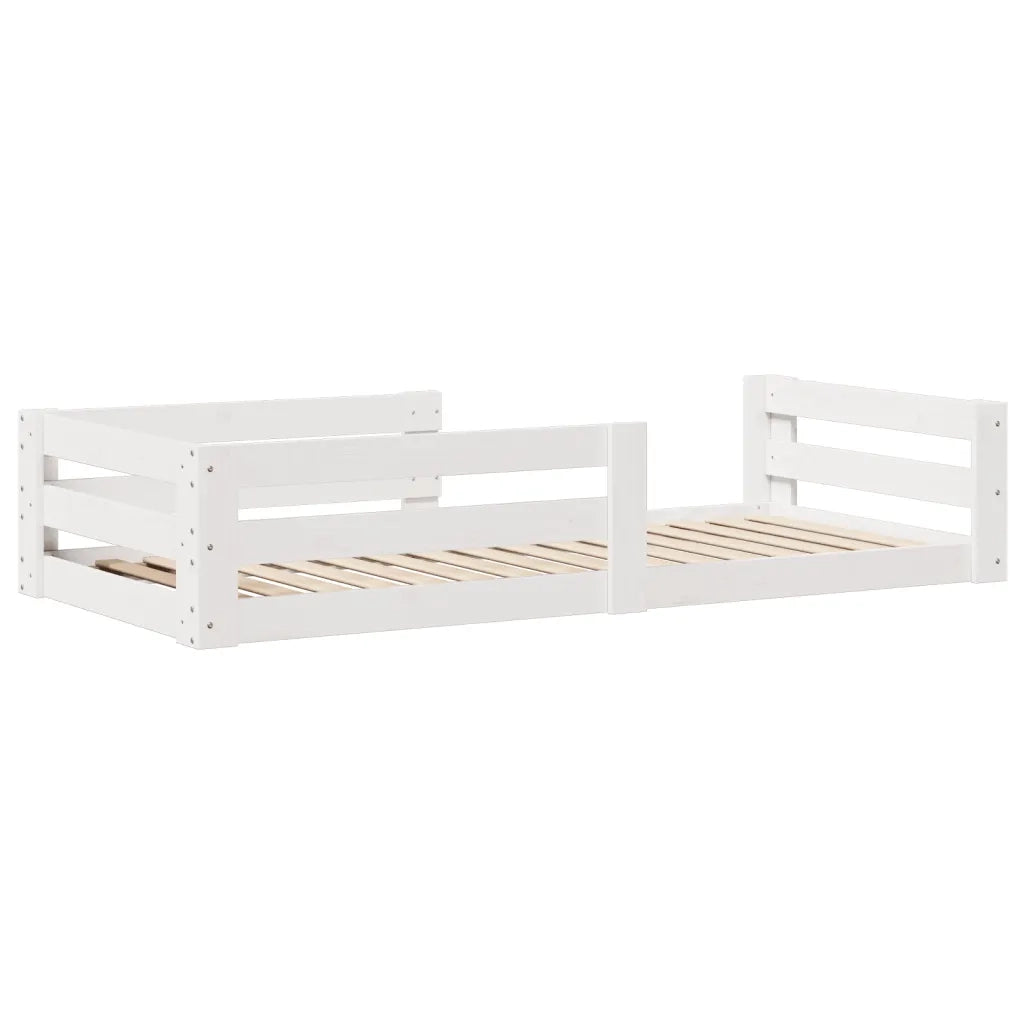 Letto senza Materasso-Struttura Letto Bianco 75x190 in Legno Massello di Pino 578259
