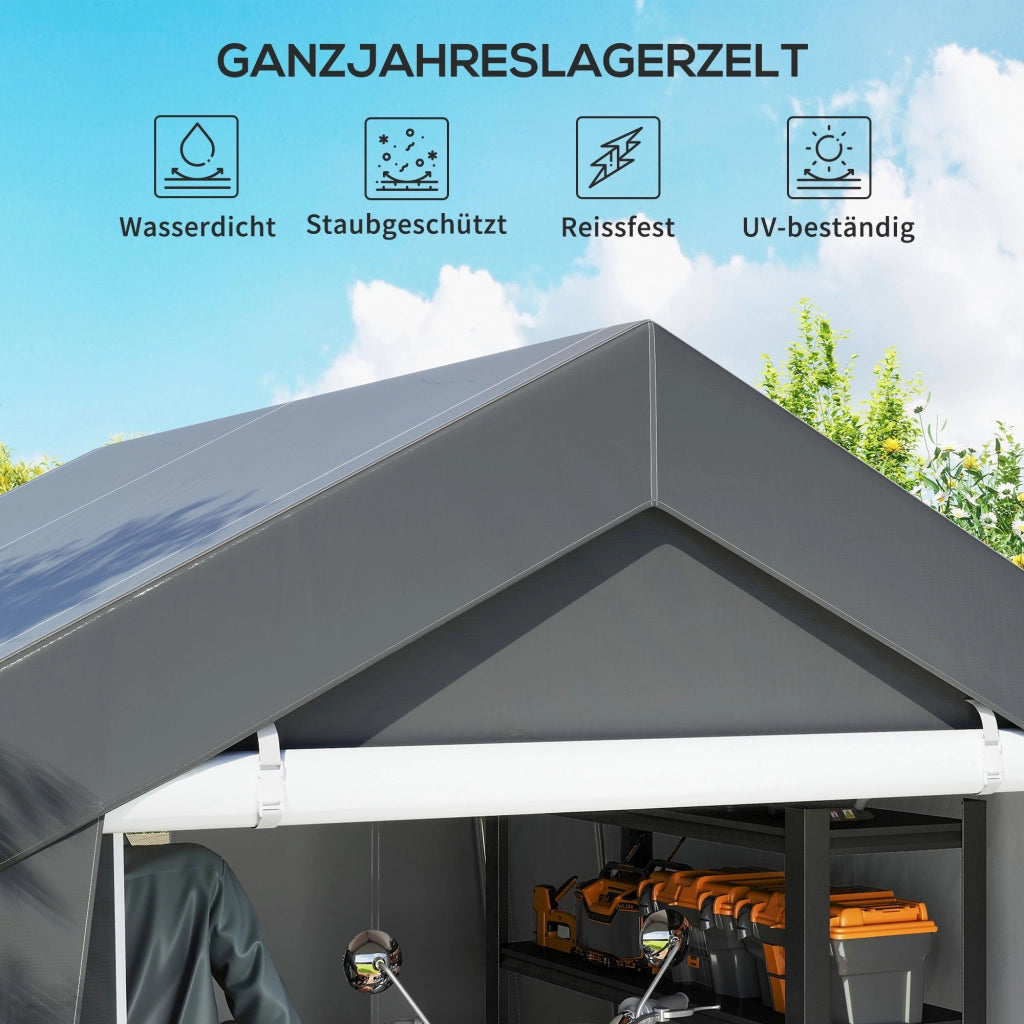 Tenda Garage 3x3 m ¨C zephmum ¨C Dark Grey con Rolltuer e Finestra di Ventilazione
