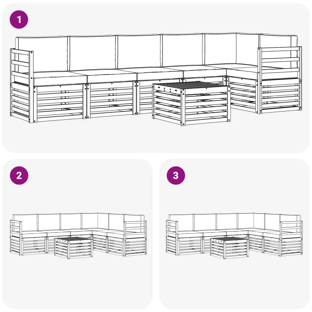 Set divano sezionale con cuscino 7 pcs Bianco e Crema 3391935