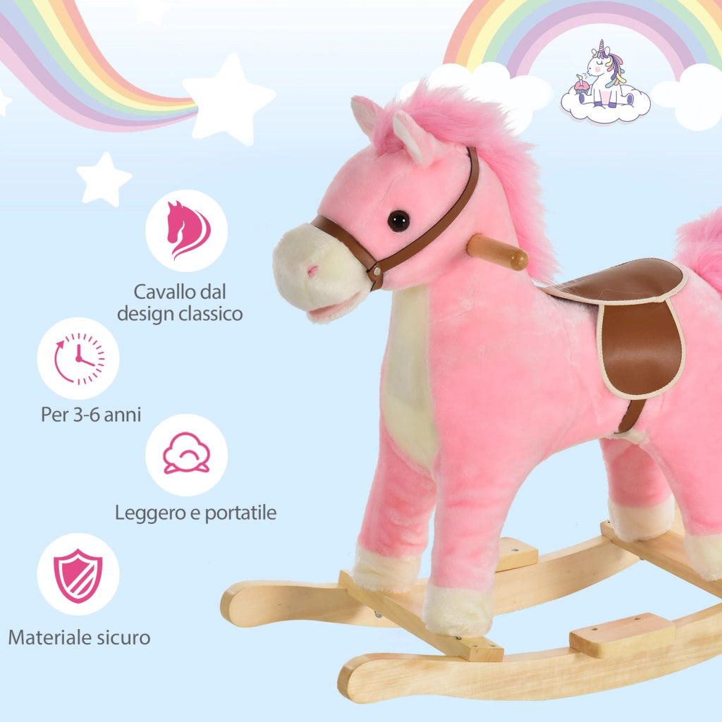 Cavallo a Dondolo per Bambini con Suoni ¨C Minimal ¨C Rosa