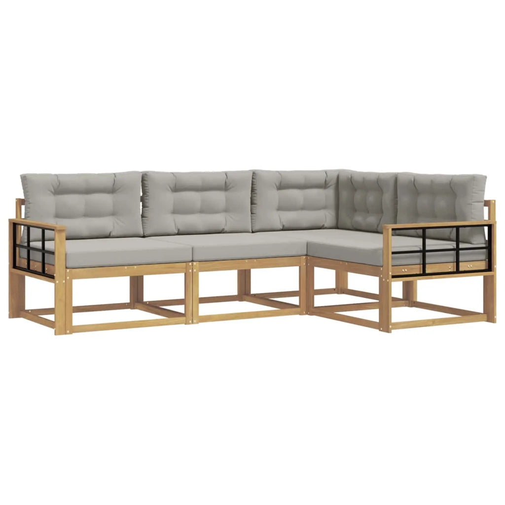 Set di divani da esterno 3 pz Bianco e Grigio Chiaro Poliestere 3386385