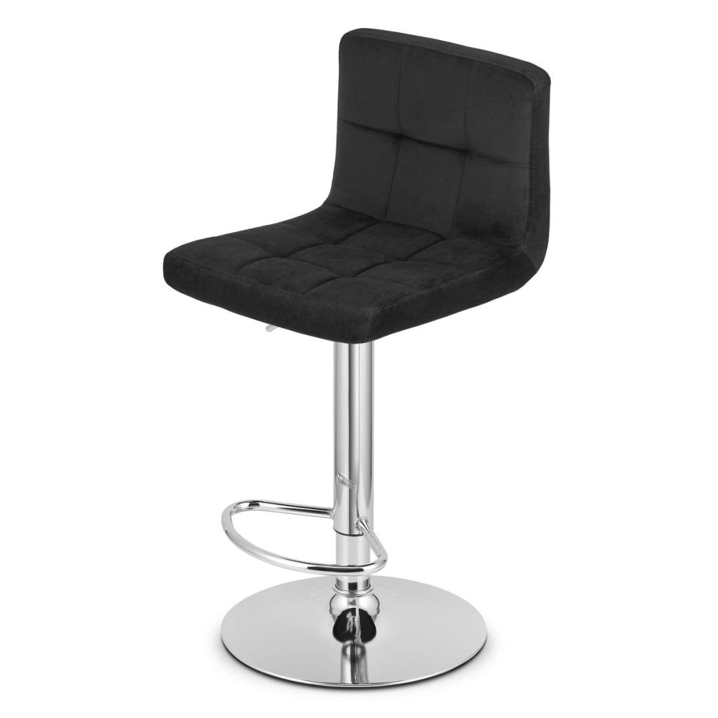 Sgabello da bar PROT in velluto nero e cromo