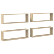 4 pz Mensole Parete | Mensola sospesa Cubo Rovere Sonoma 80x15x26,5cm Multistrato