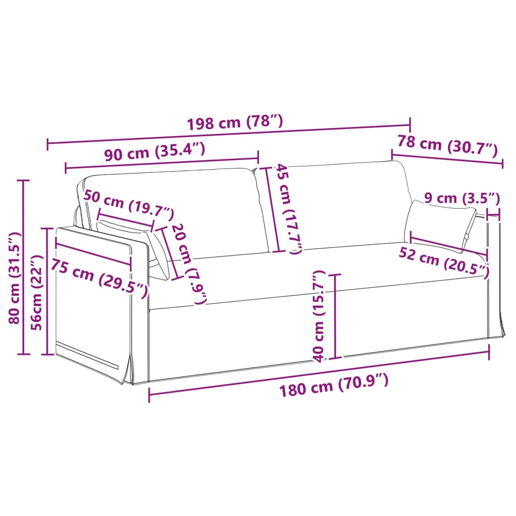 Set di divani 2 pcs Talpa 198 x 78 x 80 cm Tessuto 3407585