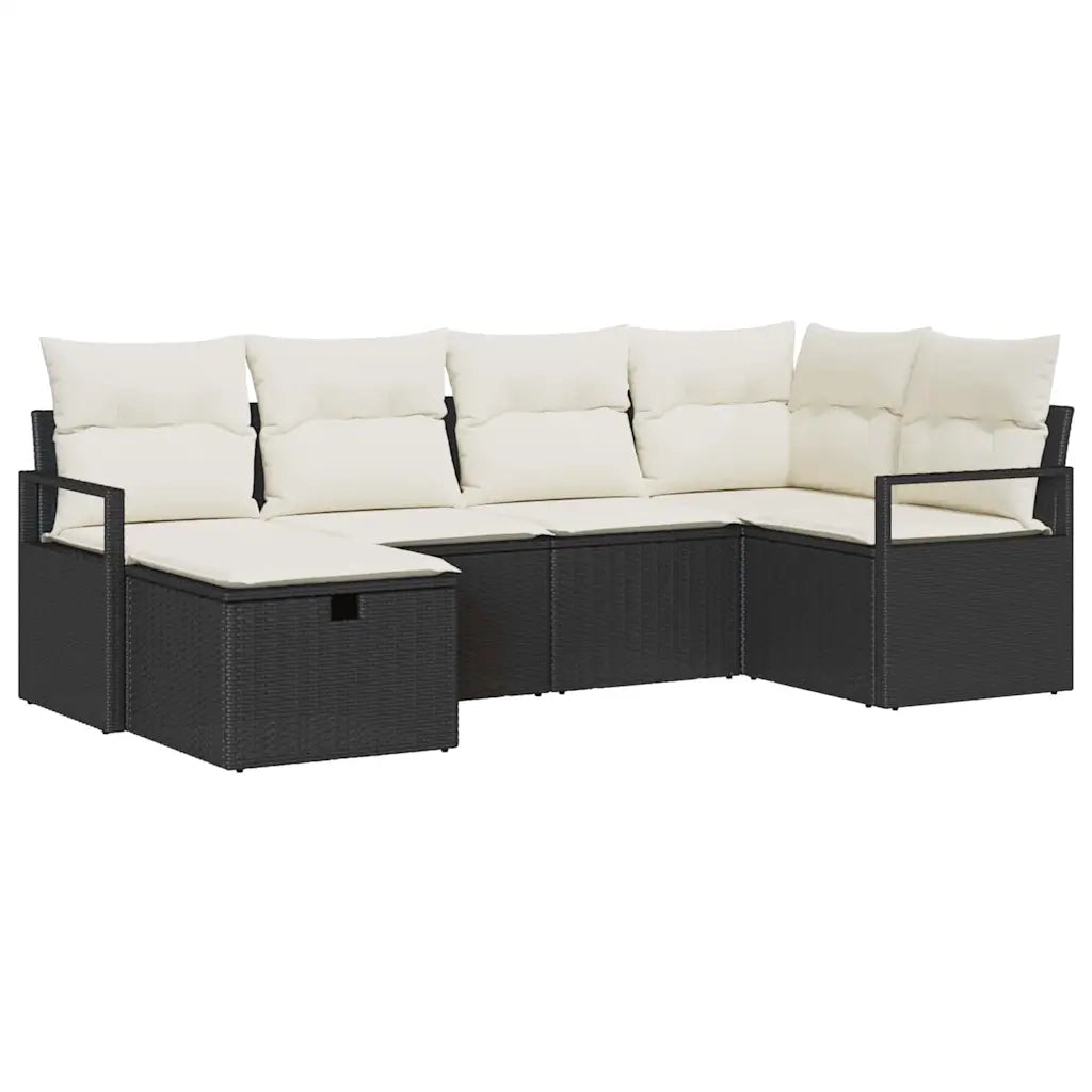 Set di divani con cuscino Nero e Crema polyrattan 3359176