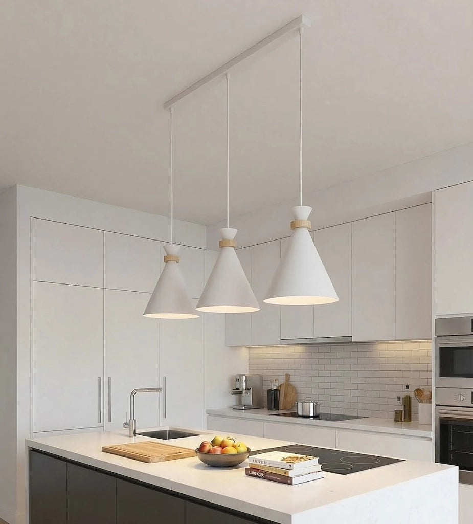 Lampadario ZERO bianco 3xE27 legno Emibig