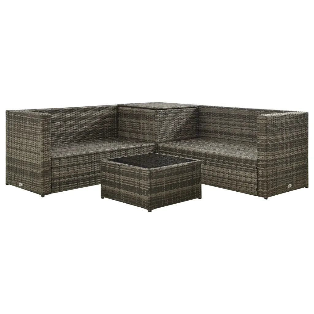 Set Divani da Giardino 4 pz con Cuscini in Polyrattan Grigio 313130