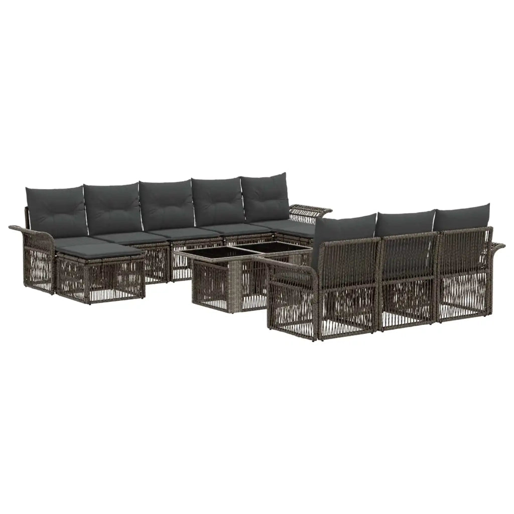 Set Divano da Giardino 11 pz Grigio e Grigio Scuro polyrattan 3436700