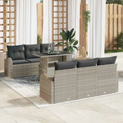 Set Divano da Giardino 7 pcs Grigio chiaro Poly Rattan