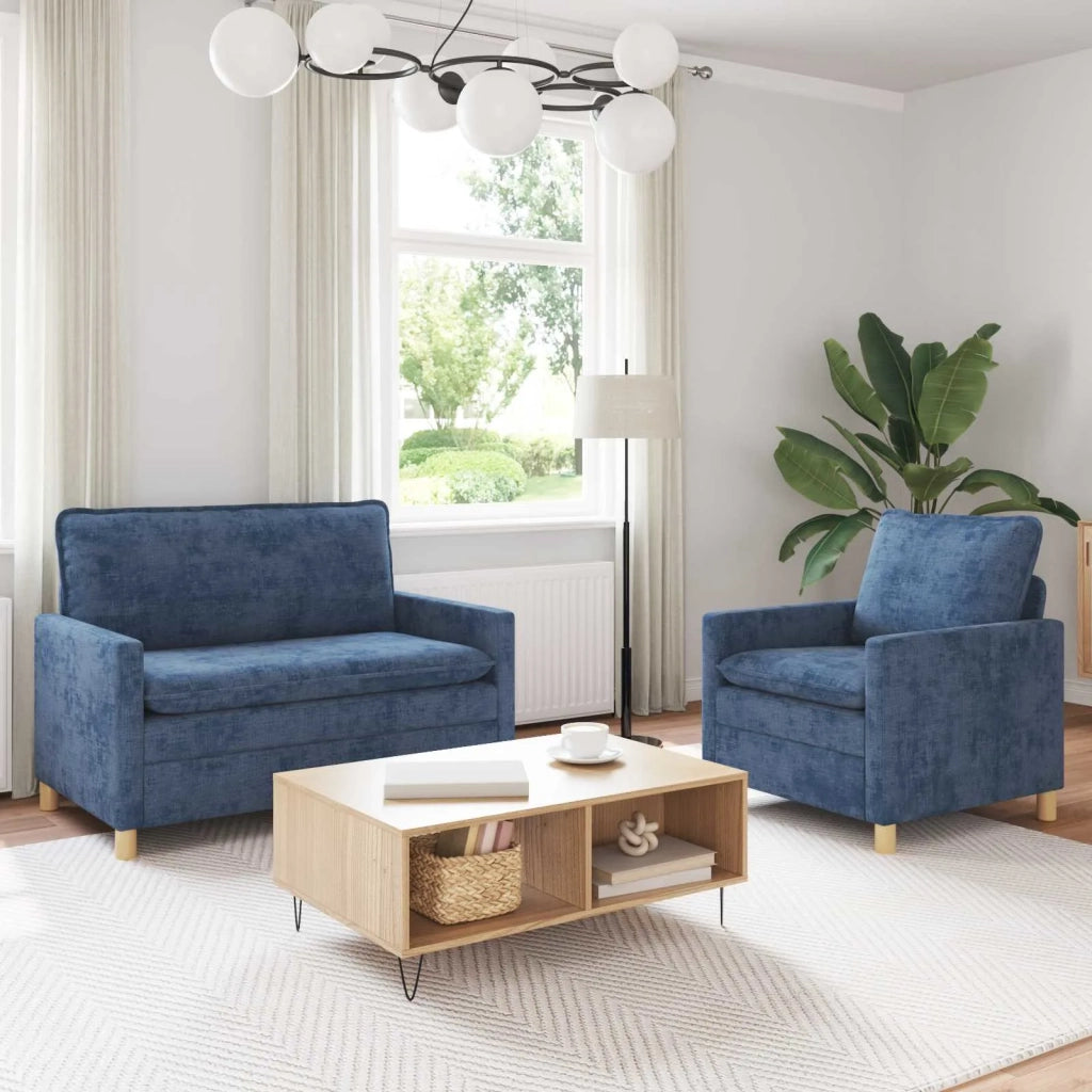 Set di divani 2 pcs Blu Poliestere 3417051