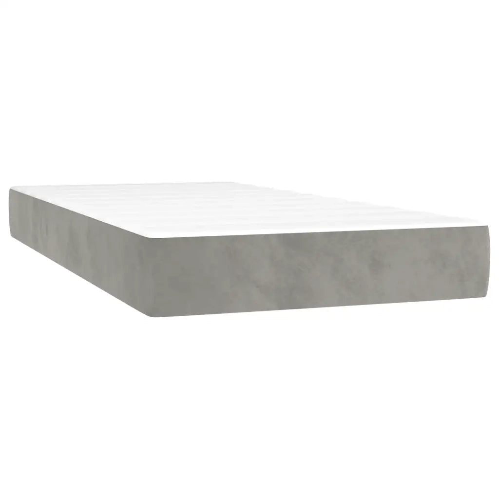 Letto a Molle con Materasso e LED Grigio Chiaro 120x190 cm Velluto