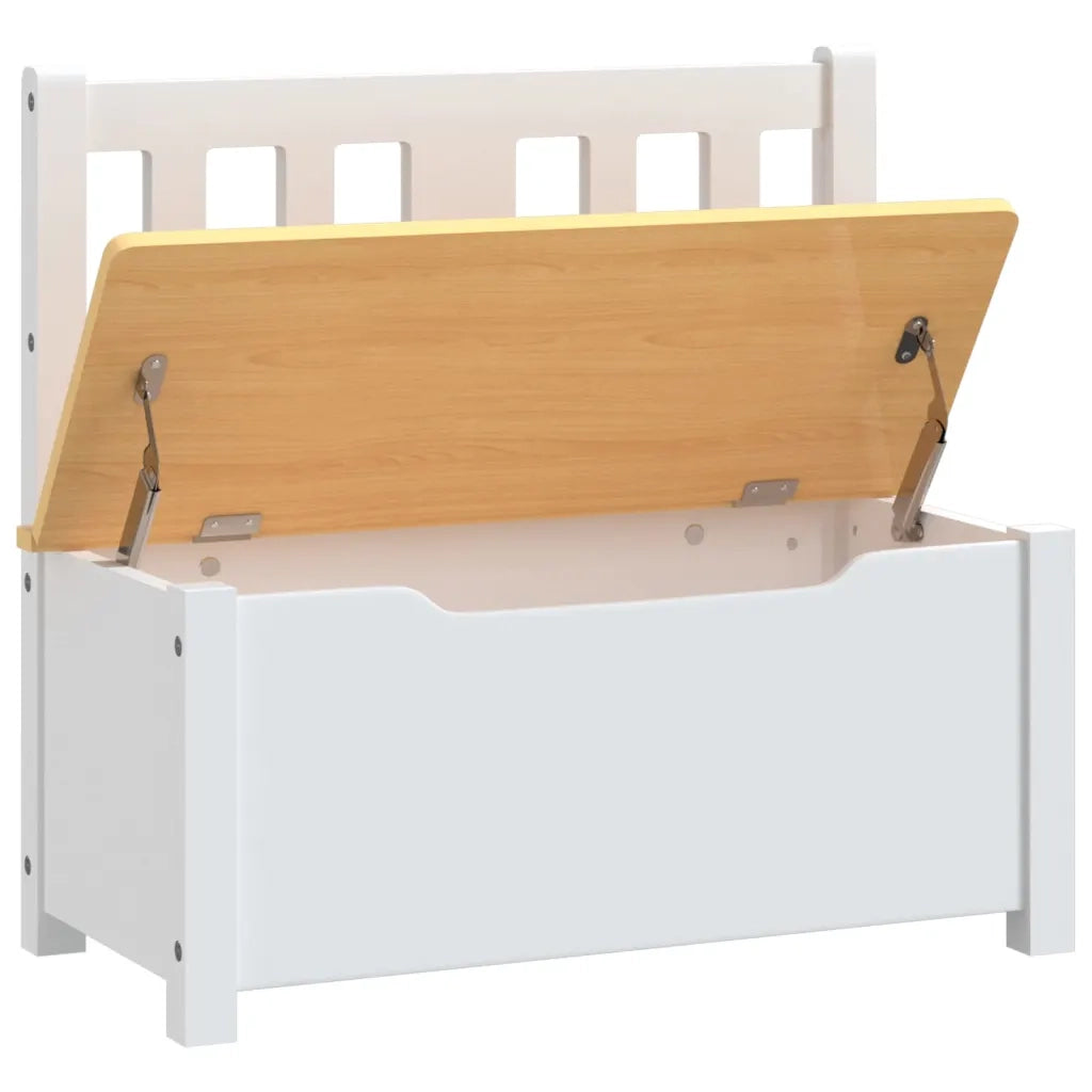 Cassapanca-Baule-Mobile di Stoccaggio per Bambini Bianca e Beige 60x30x55 cm in MDF