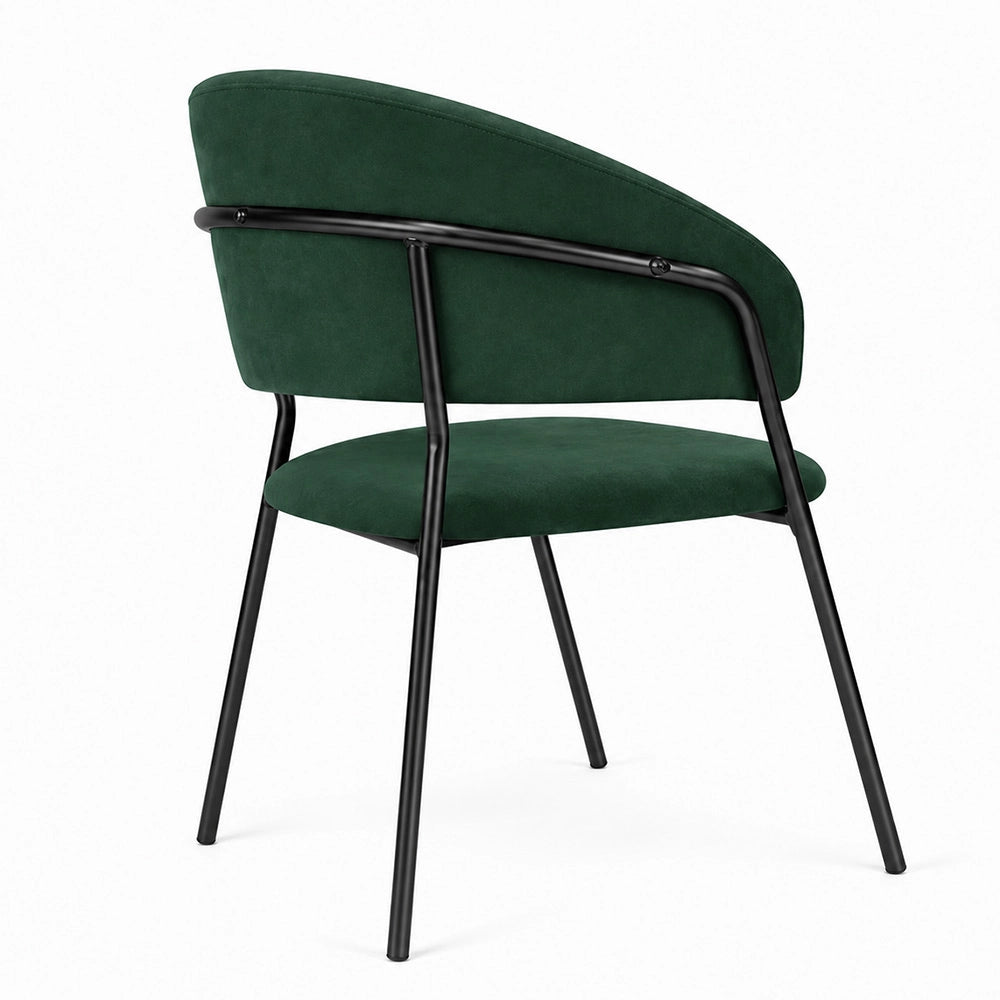 Sedie da sala da pranzo set da 4 Aurelia in velluto verde con gambe nere