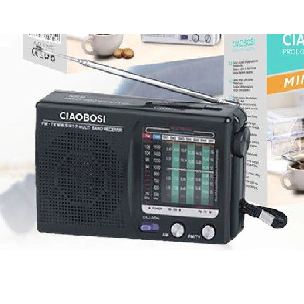 Trade Shop - Mini Radio Fm Portatile 9 Bande Am Fm Mw Sw1-7 Con Ricevitore Audio Tv Tx-8185 -