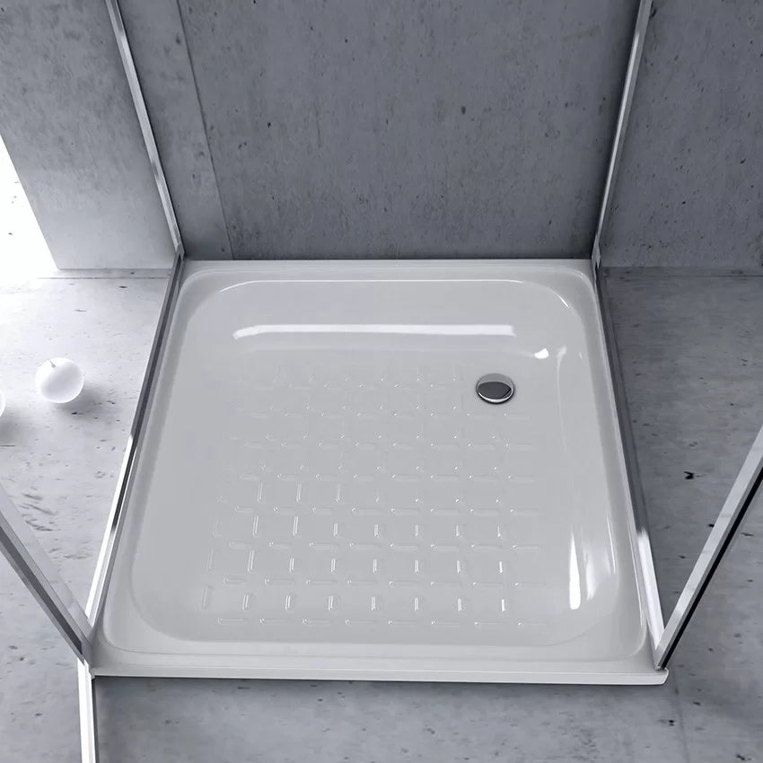 Piatto doccia 80x80 cm in acciaio bianco