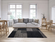 Tappeto Arredo Moderno Morbido in Ciniglia Ingresso Antiscivolo Prodotto Italiano  Soggiorno Camera Salotto Disegni Piazzati Cotone Varie Misure Grande Mondrian/Antracite - 65x175 cm