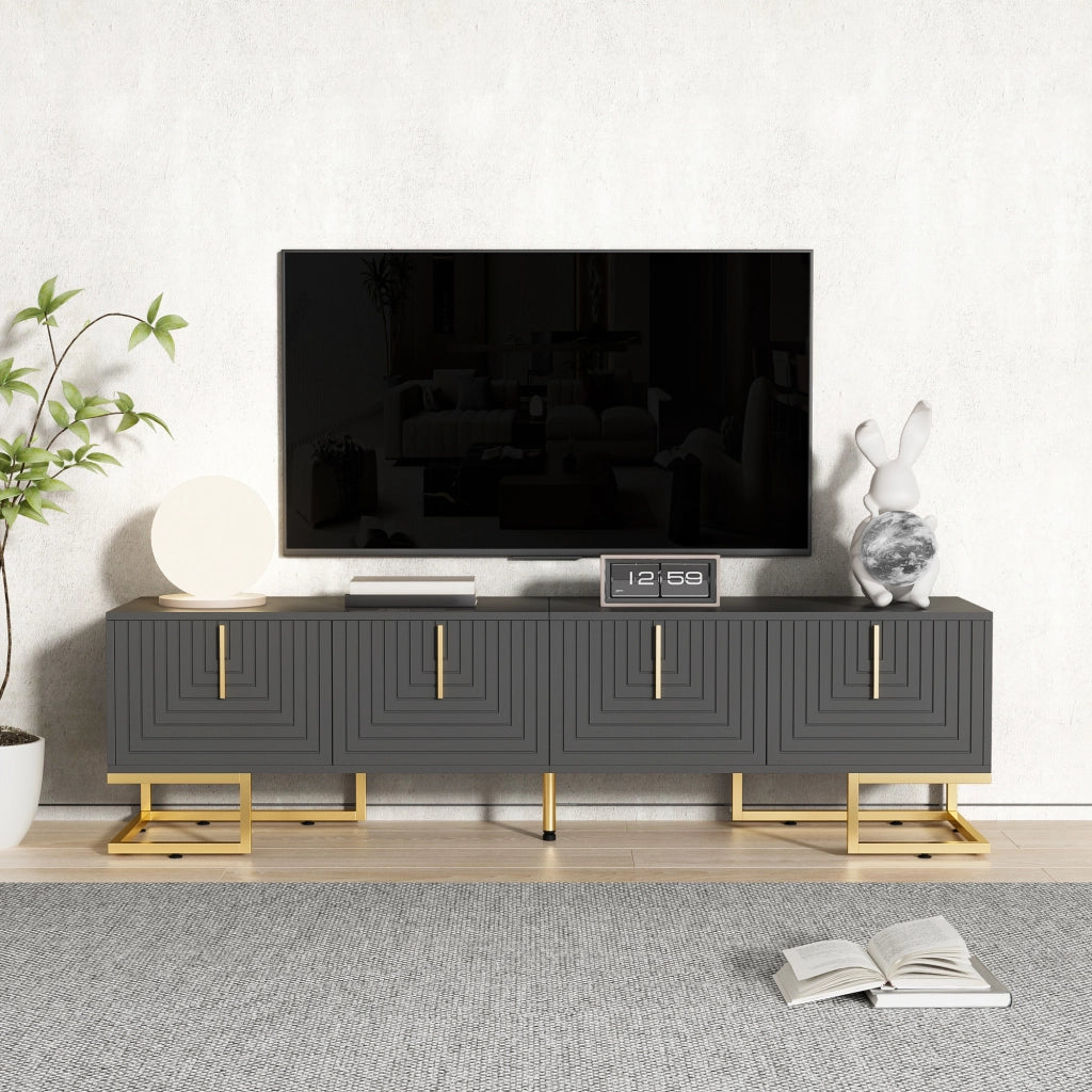 Cassettiera per TV grigia in truciolato lunga 170 cm