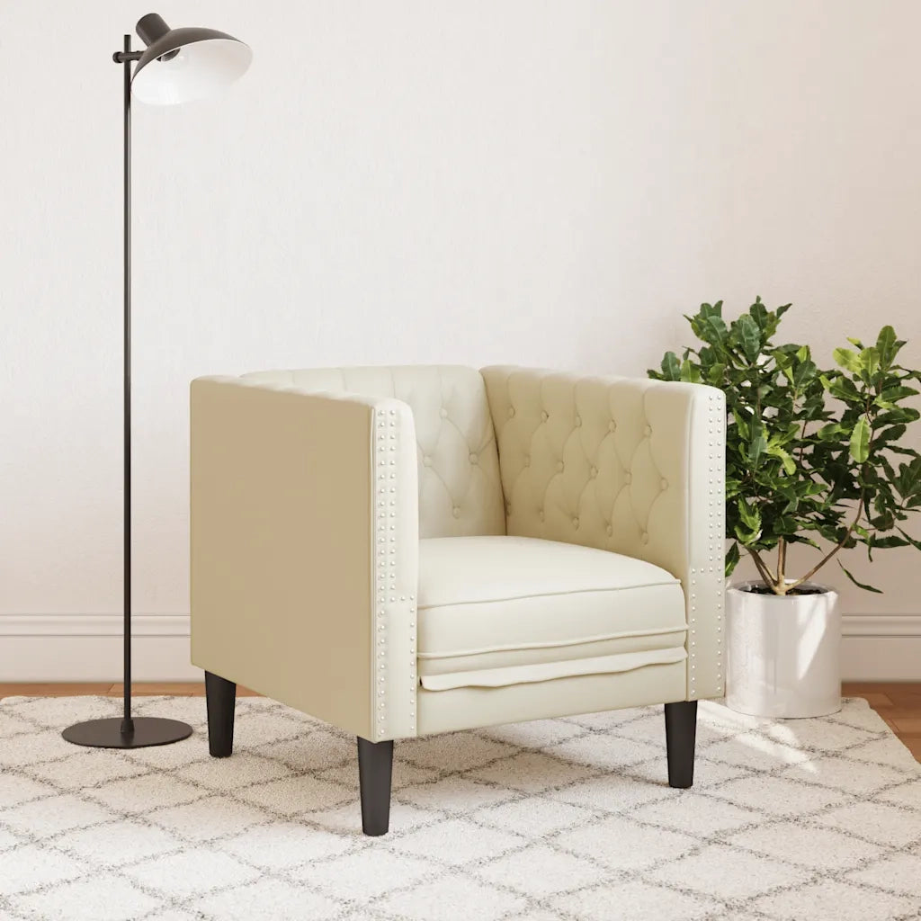 Poltrona | Sedia Relax Chesterfield Crema in Ecopelle