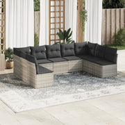 Set Divano da Giardino 9pz con Cuscini Grigio Chiaro Polyrattan 3249911