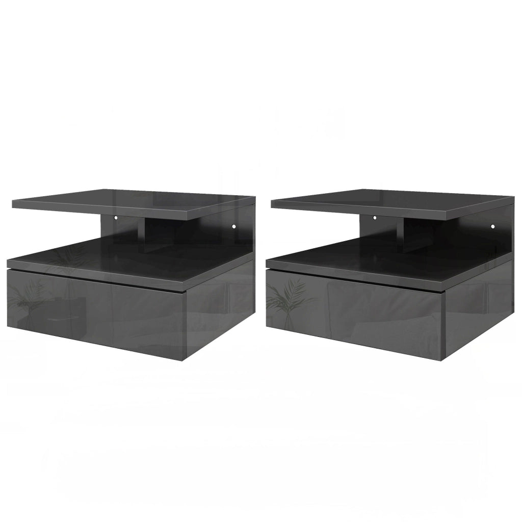 Comodino ¨C Minimal ¨C Nero Lucido 35x32x22,5 cm