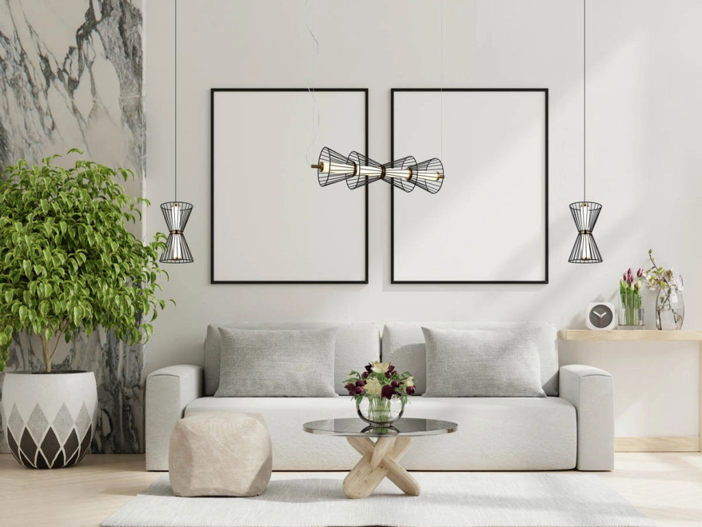 Lampada a sospensione SANKE geometrica nera LED 8W 3000K