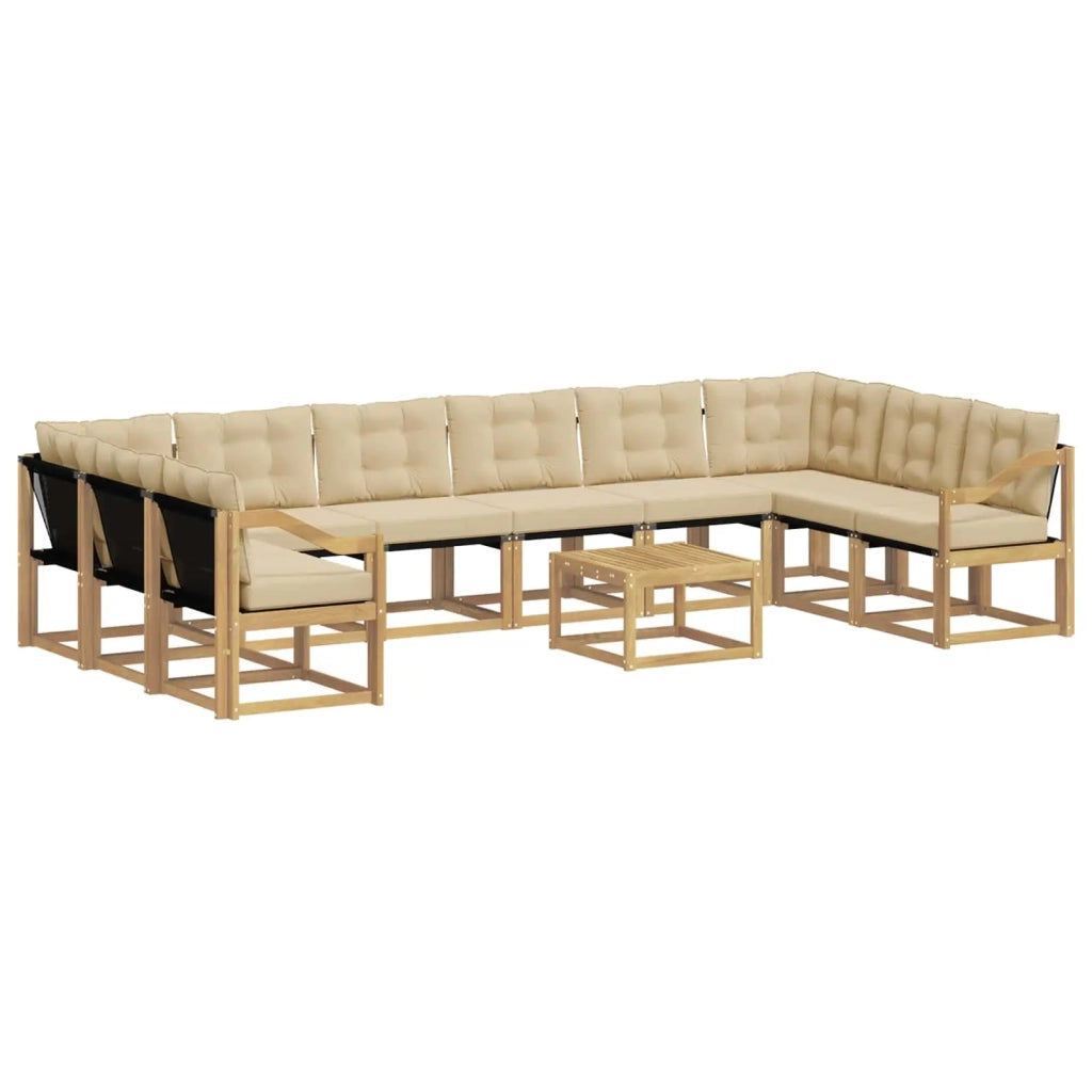 Set di divani da esterno con cuscino 11 pcs Bianco e Beige 3389943
