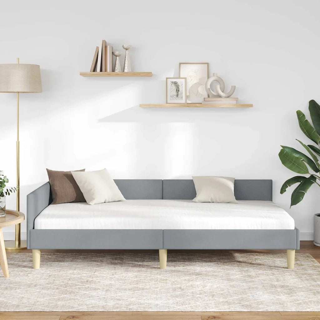 Cornice del letto ad angolo Grigio chiaro 80 x 200 cm Tessuto 42016101