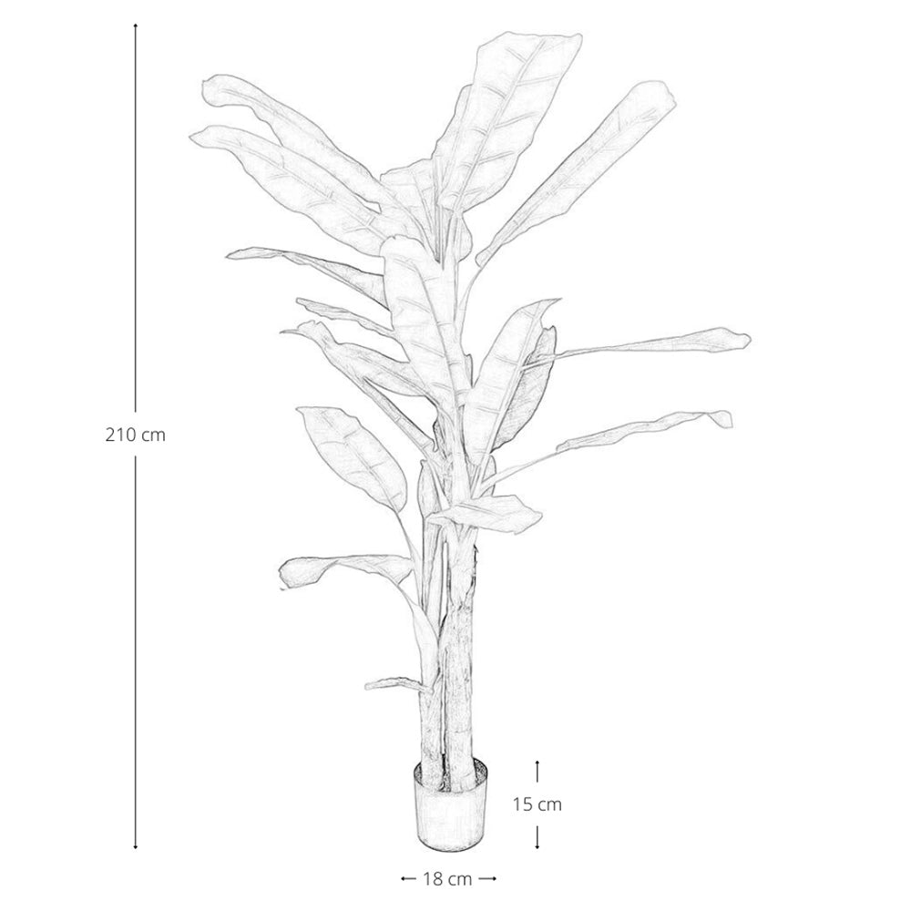 Banano Artificiale con vaso plastica pianta tropicale finta realistica h 210 cm