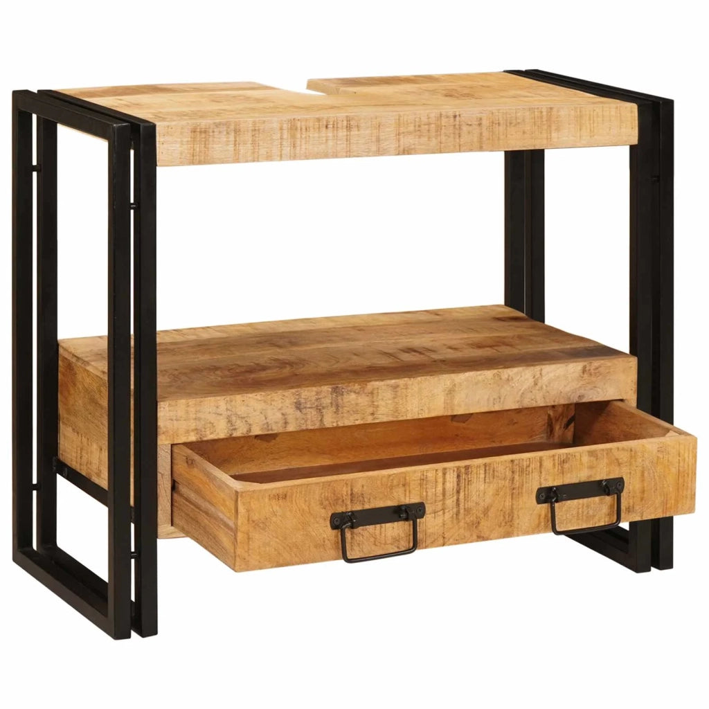 Armadio da bagno con cassetto Marrone Legno di mango massello 4102769
