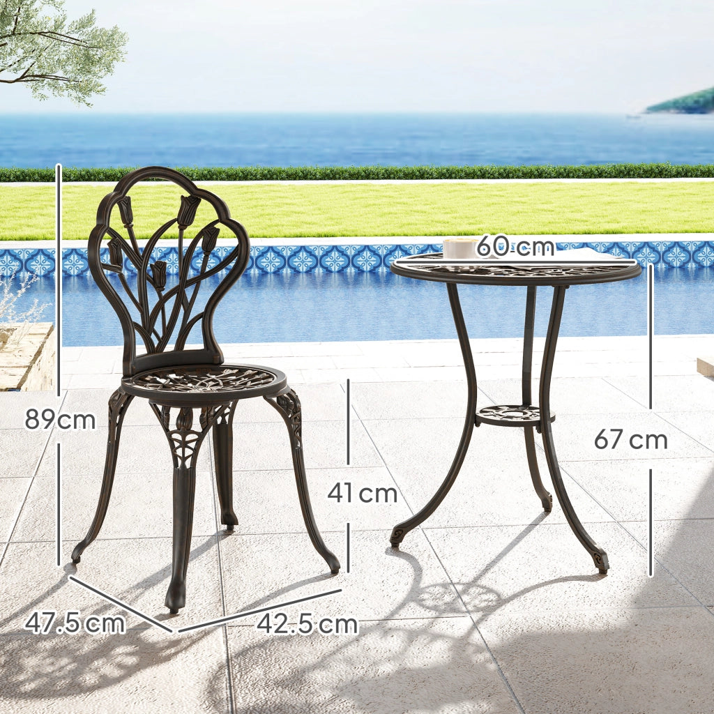 Set Giardino 3 Pezzi ¨C Minimal ¨C Bronzo, Polyrattan, Tavolo Rotondo con Foro Ombrellone