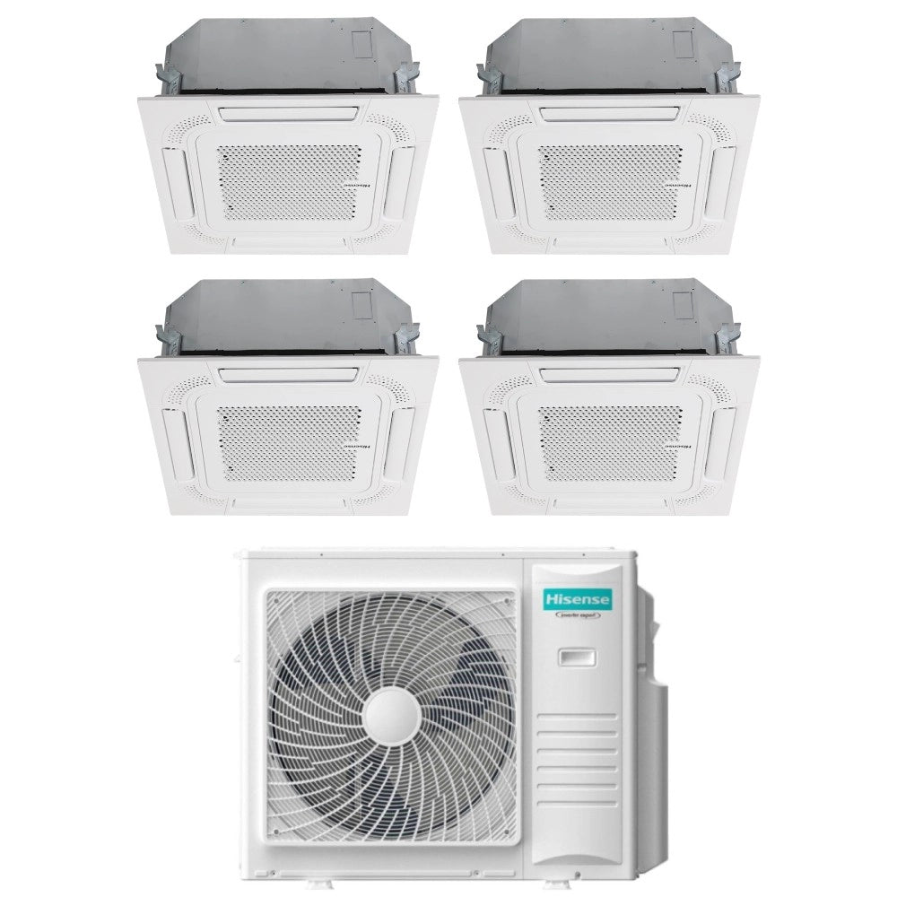Condizionatore Quadri Split a Cassetta Hisense 9+9+9+9 con 5AMW105U4RQC R-32 Wi-Fi Optional con Telecomando e Pannello