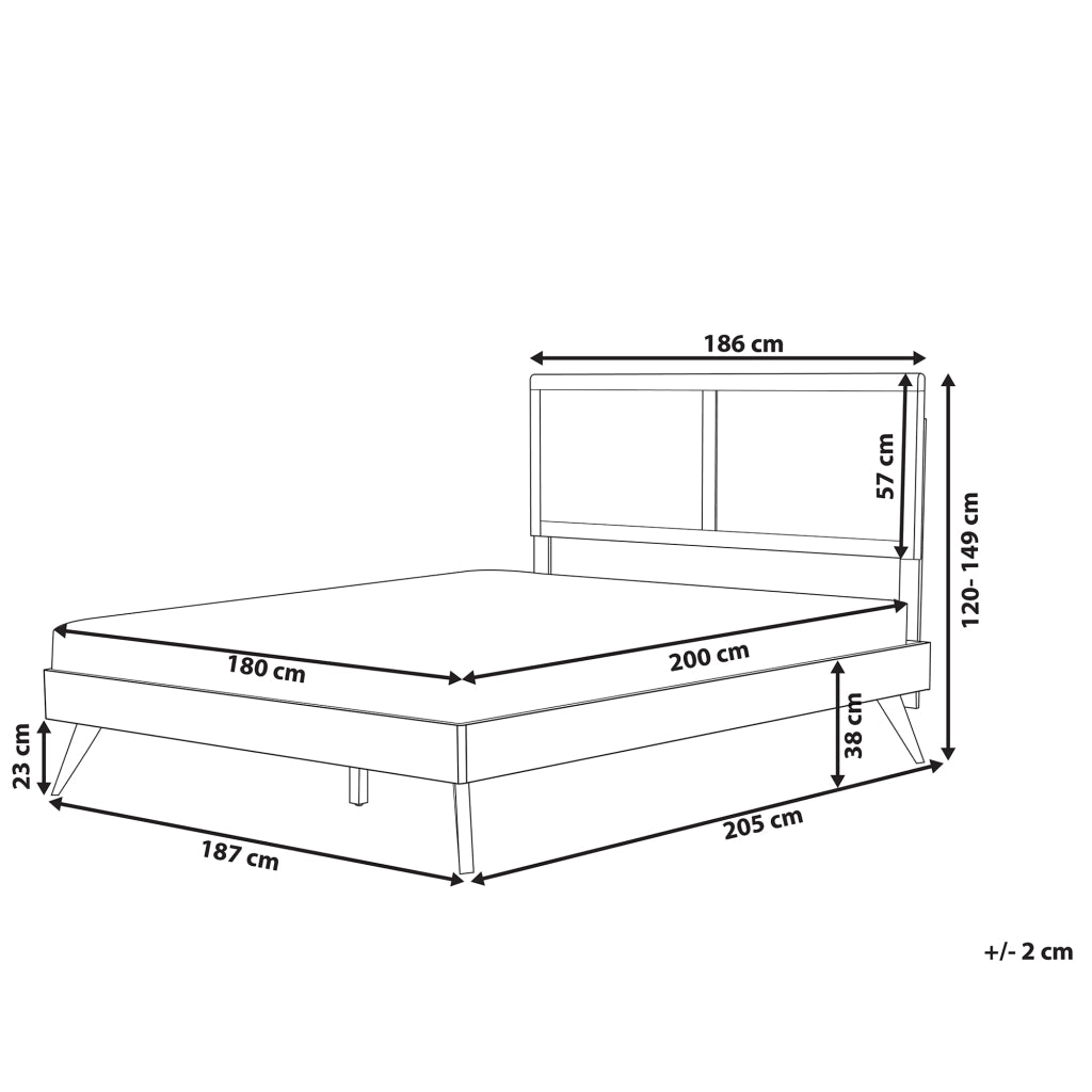Letto 180 x 200 cm in MDF di frassino marrone con testiera e rete a doghe in stile rustico