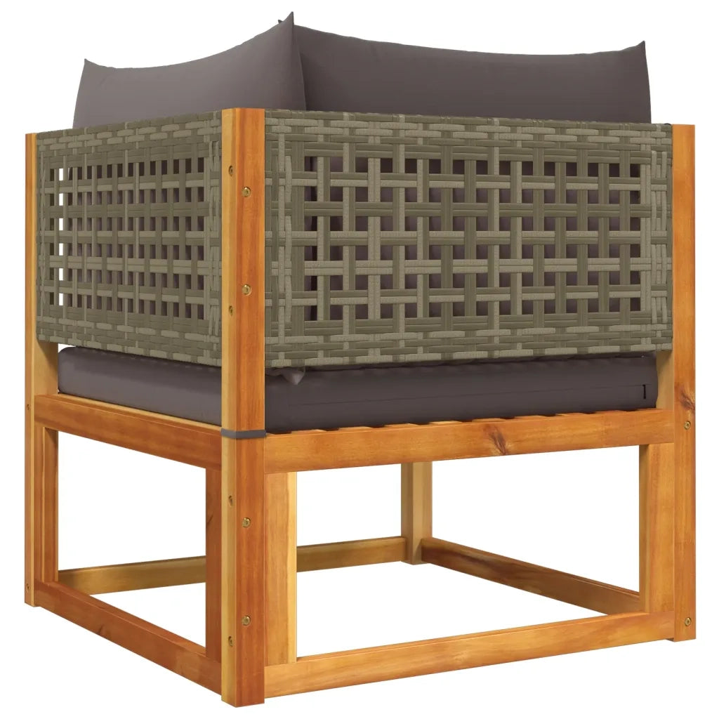 Set di divani da giardino 4 pezzi con cuscini in legno di acacia e rattan 3278893