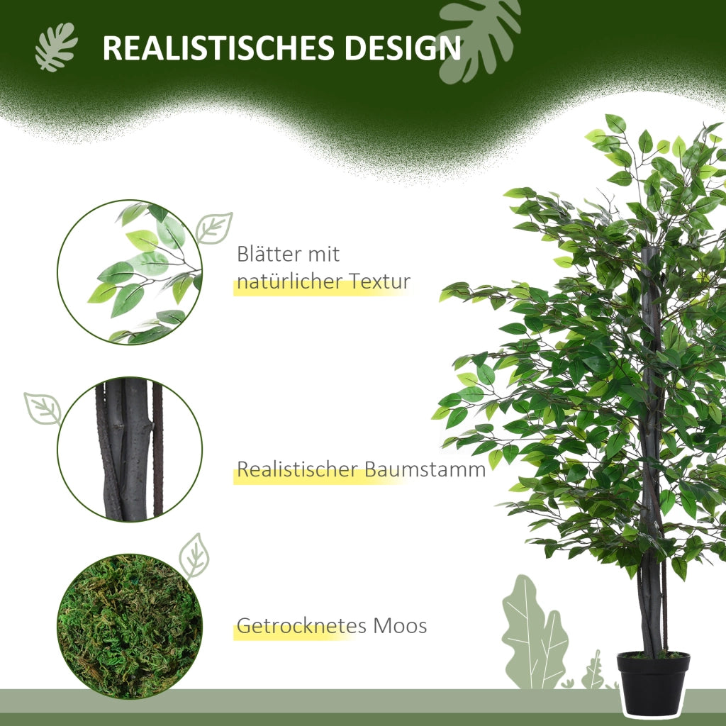 Ficus Artificiale Grande 145 cm ¨C zephmum ¨C Verde in Vaso Plastica