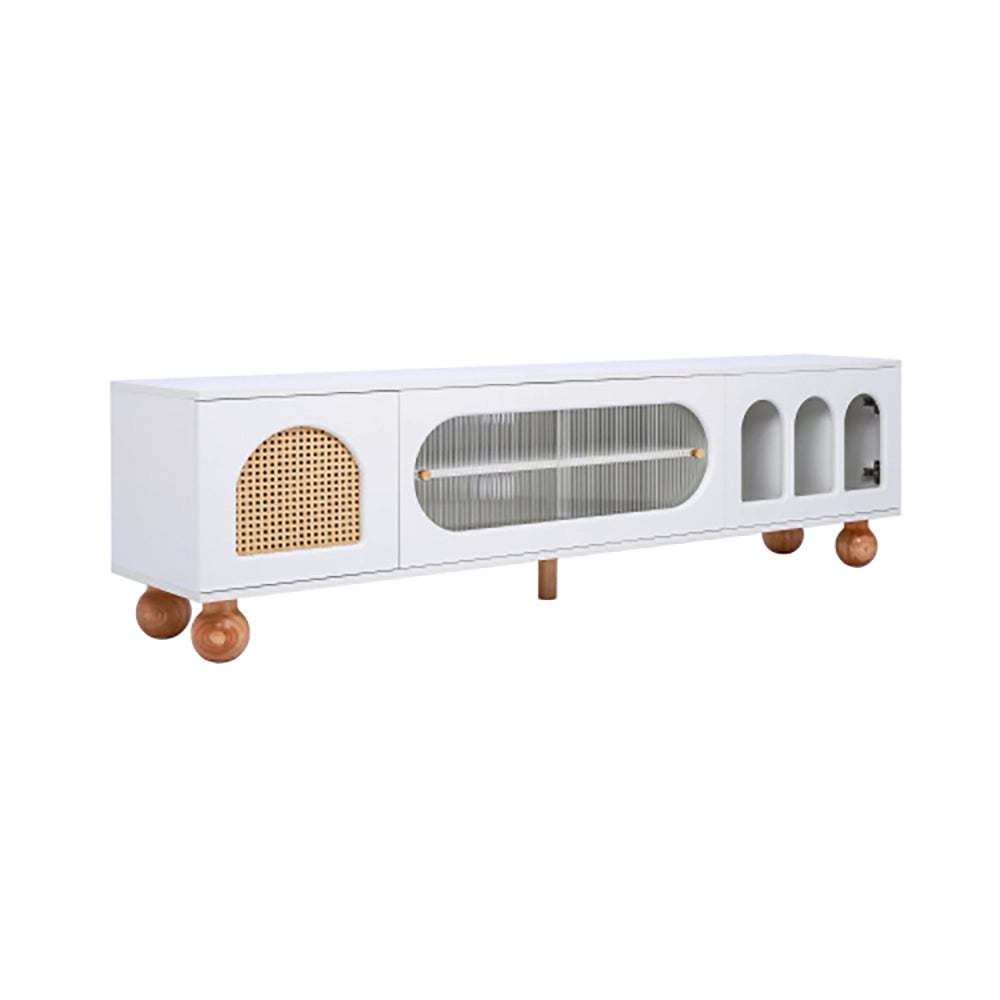 Mobile TV con porte in rattan e vetro scorrevole - Xylo