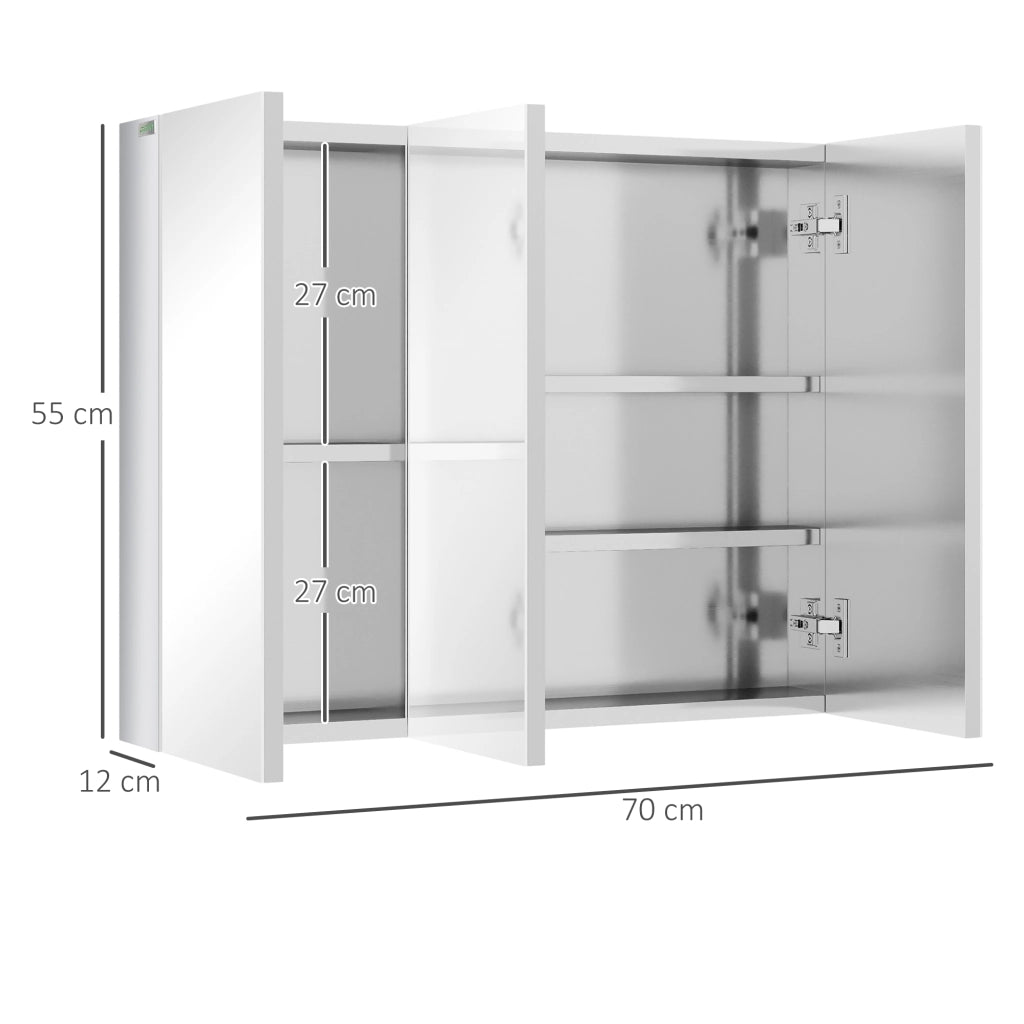 Armadietto Bagno con Specchio ¨C Zephmum ¨C Bianco 70x12x55 cm