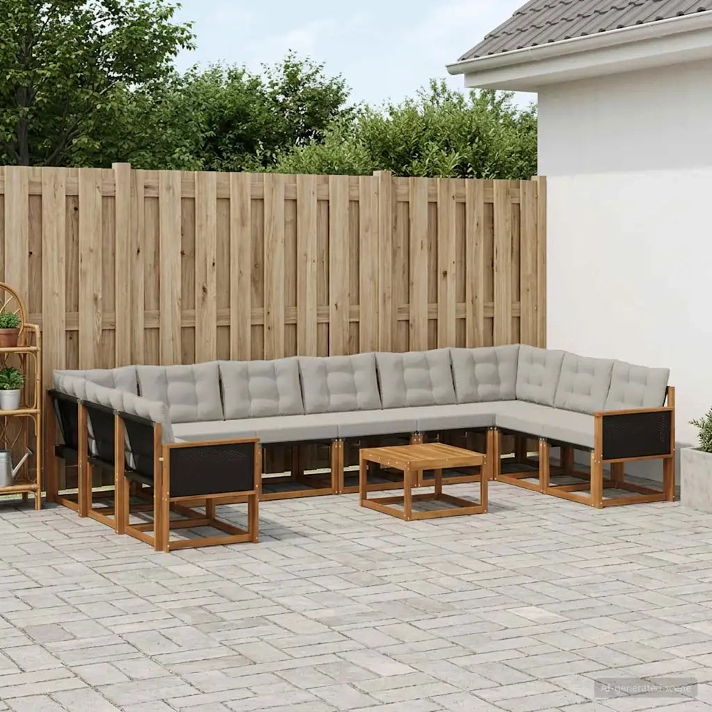Set di divani da esterno 11 pcs Naturale e Grigio chiaro 3382247