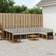 Set di divani da esterno 11 pcs Naturale e Grigio chiaro 3382247