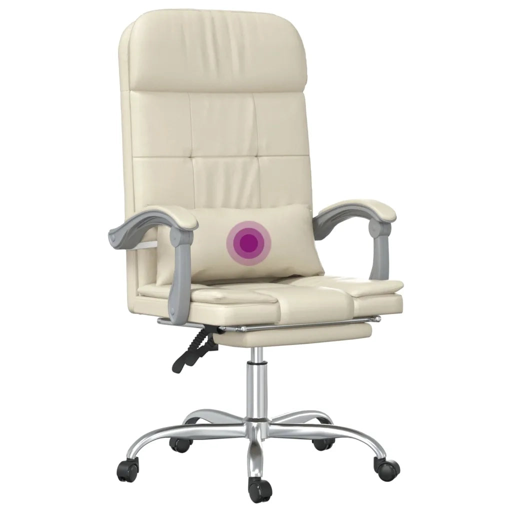 Poltrona da Ufficio Massaggiante Reclinabile Crema Similpelle 349710
