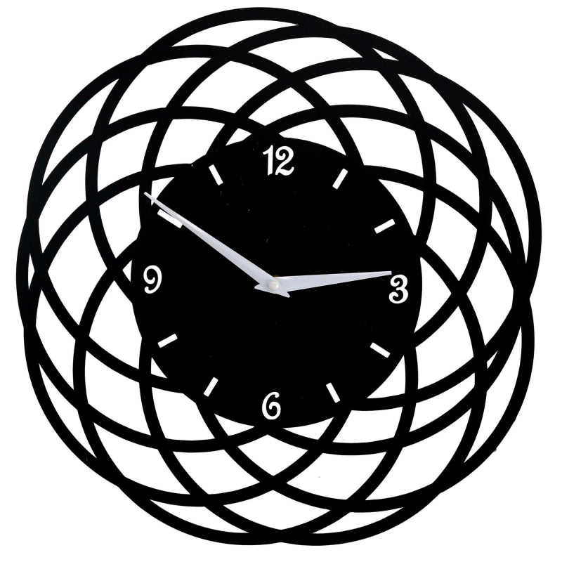 Orologio metallo cerchi nero tondo cm ø40h2